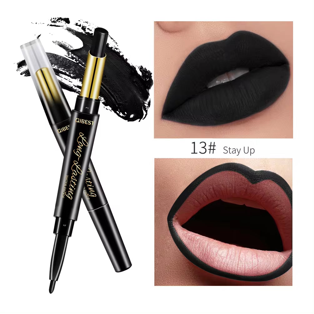 2 in 1 Matte Lipstick Lip Liner Nude Lipliner Makeup Waterproof Lipstick Pen Long Lasting Lip Pencil Makeup Lips Cosmetic